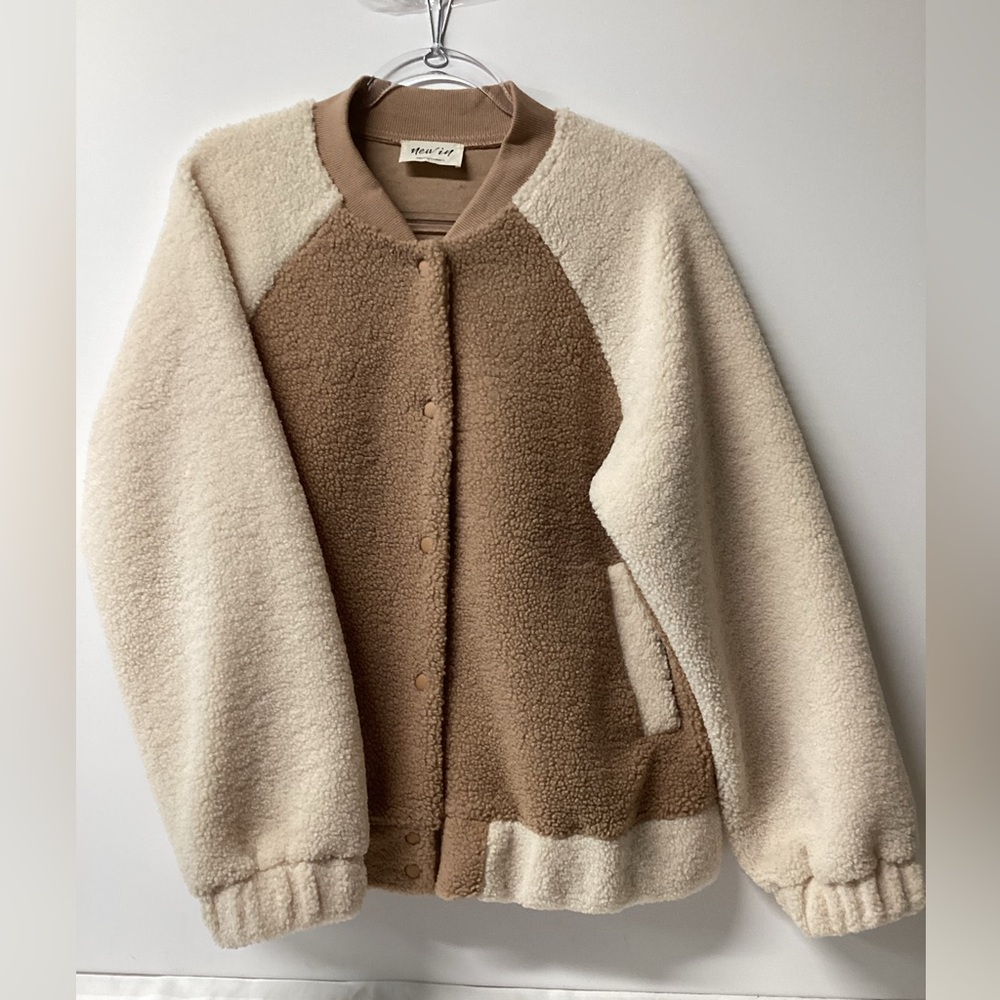 Wilfred Cream and Brown Fleece Jacket